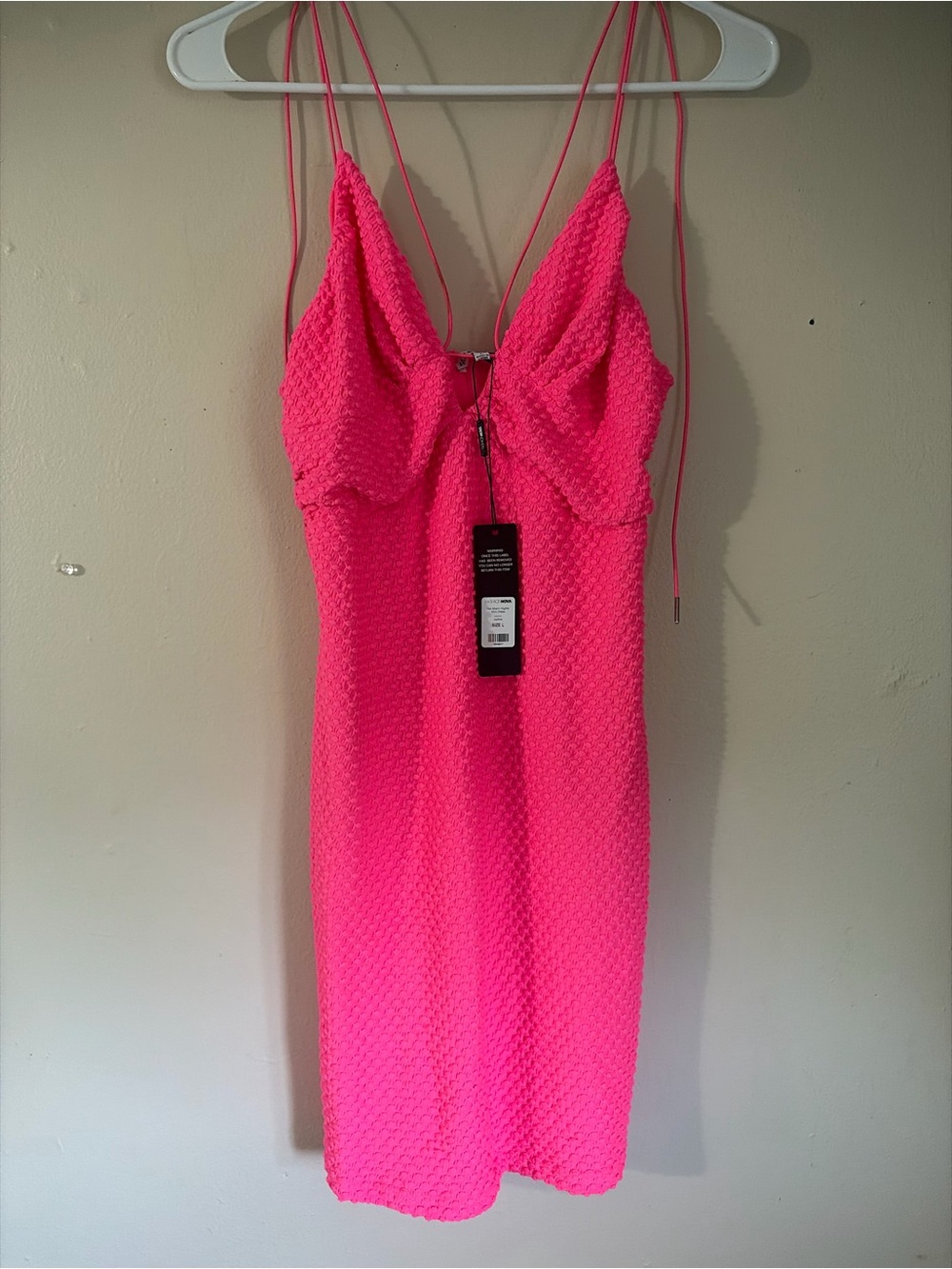 Fashion Nova Neon Pink Textured Slip Dress